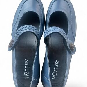 Hotter Blue Leather Mary Jane Shoes 7 1/2 EUC